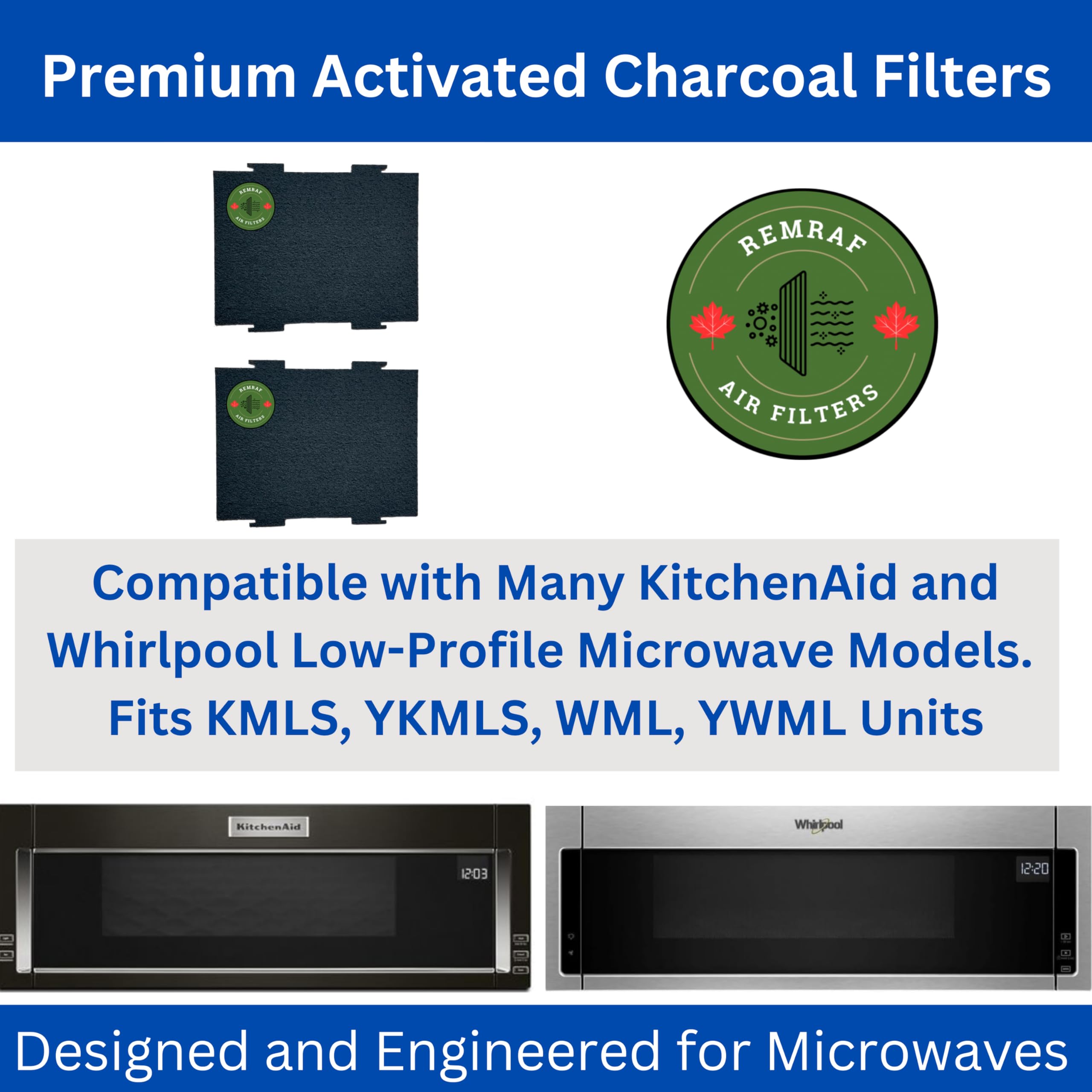 Microwave Charcoal Filter Replacements (2-Pack) - Compatible With Whirlpool/KitchenAid Models, Replaces W11322423 & W11284565 - View #2