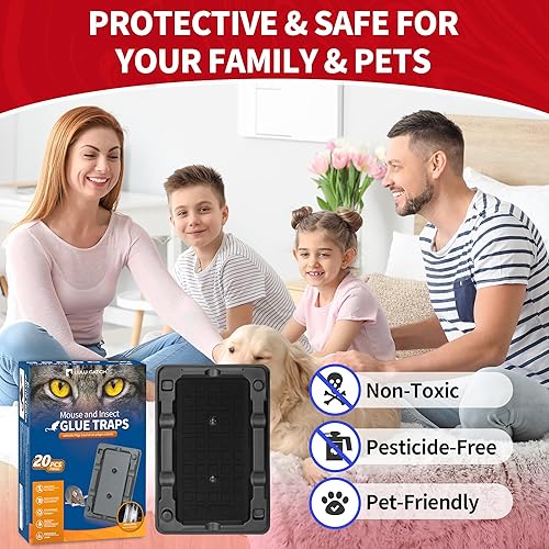 Miniatura 6 de LULUCATCH, trampas para ratones, 20 unidades de trampas adhesivas para ratones en interiores para el hogar, trampas de pegamento a granel