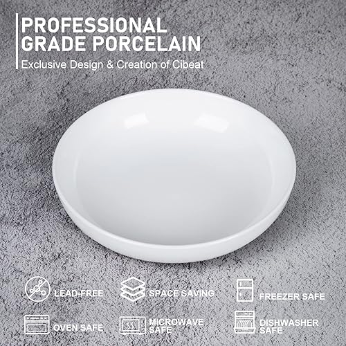 Vista 3 de Fashionwu Juego de 6 cuencos de pasta de cerámica, cuencos de ensalada, platos grandes para servir, cuencos de sopa, aptos para lavavajillas y Blanco