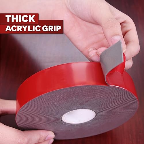 Miniatura 6 de XFasten Cinta de montaje acrílica de doble cara extraíble, gris, 2 x 300 pulgadas, impermeable, para interiores y exteriores, cinta de montaje de