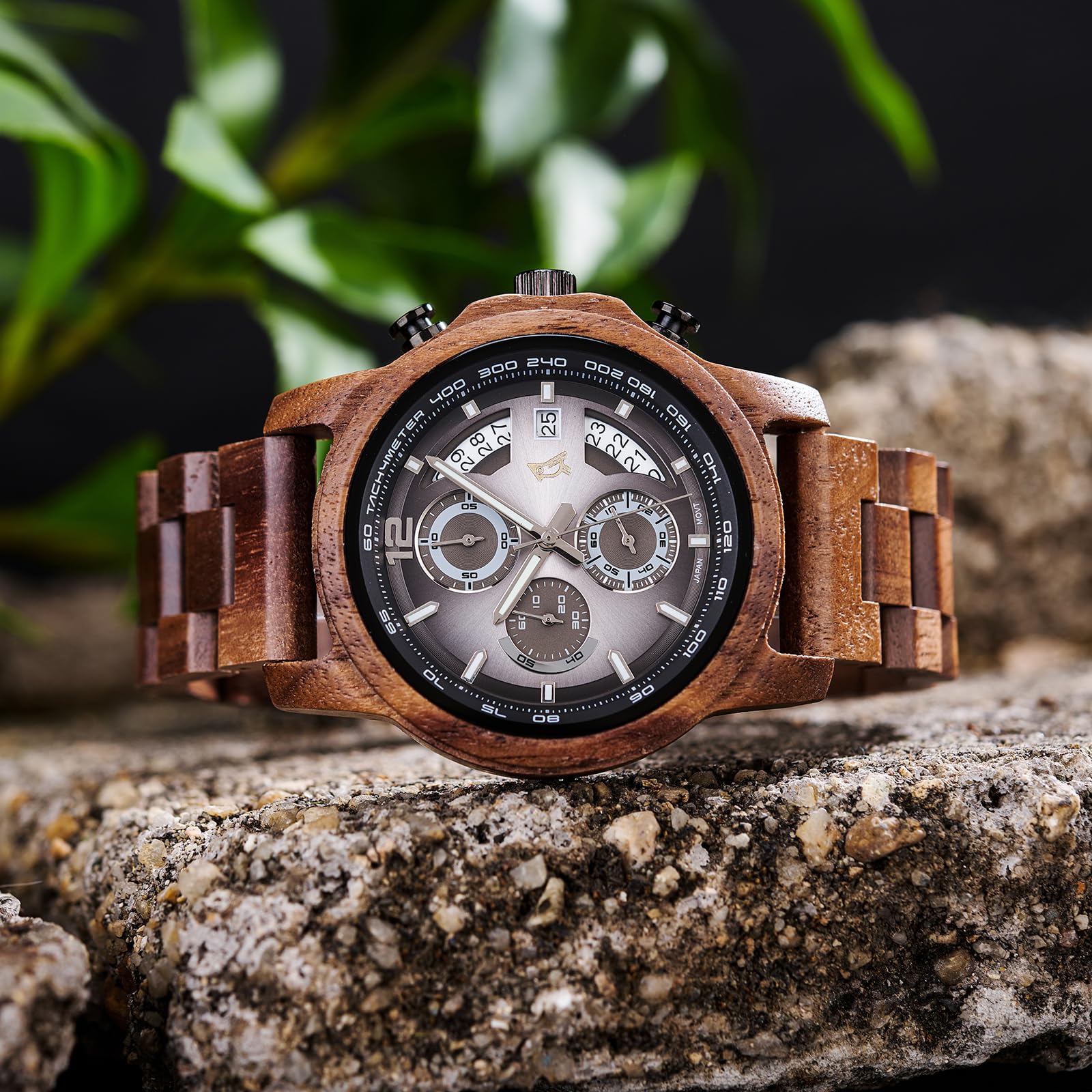 2win Reloj de madera personalizado para marido de parte de la esposa, reloj cronógrafo de nogal grabado personalizado para hombres con manecillas luminosas y pantalla de calendario, regalo de