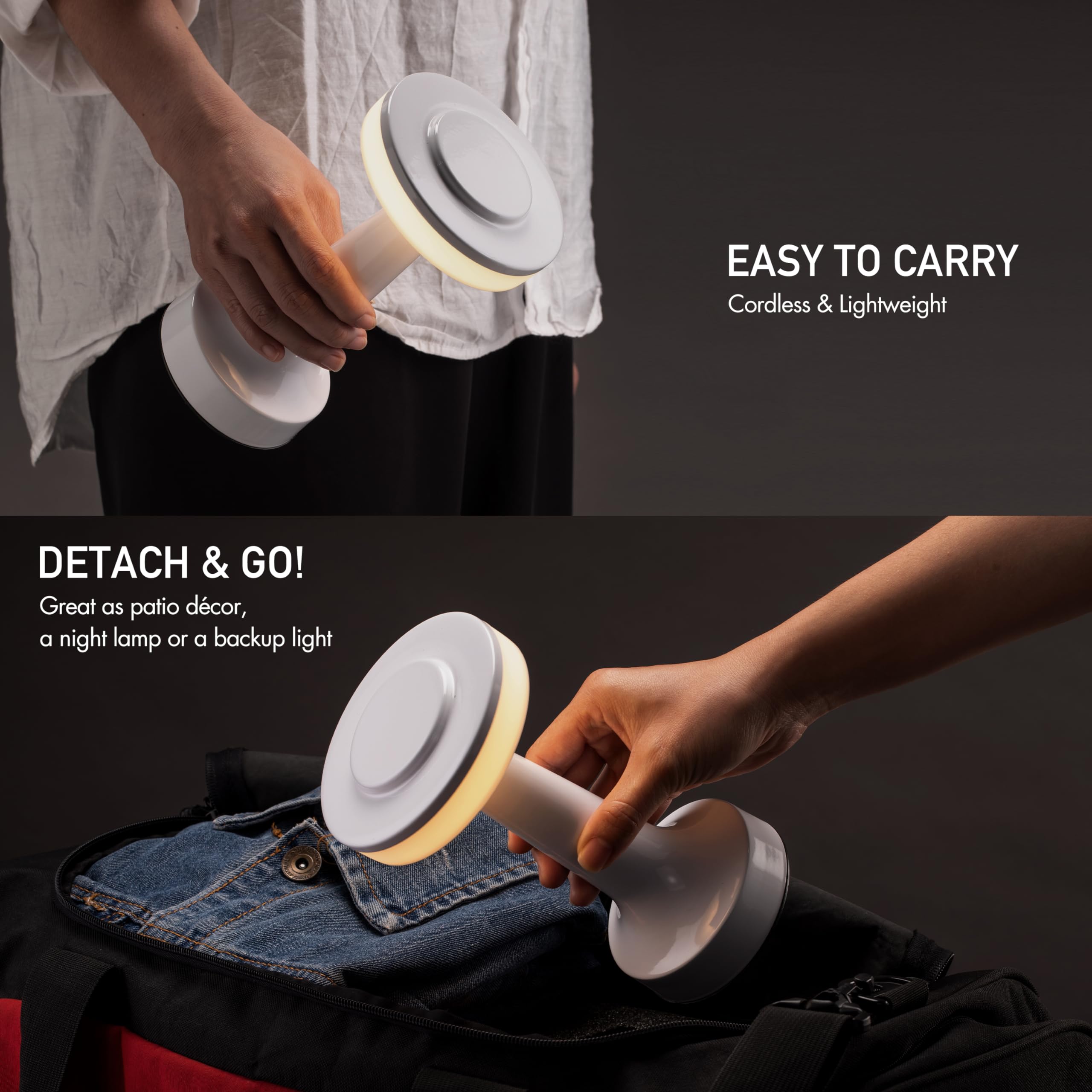 O'Bright Lampada da tavolo a LED portatile con sensore touch, luminosità a 3 livelli, batteria ricaricabile fino a 48 ore di utilizzo, luce notturna per cameretta dei bambini, lampada da comodino
