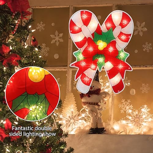 Miniatura 79 de LAMPHOME Silueta de ventana de Navidad con forma de copo de nieve de 17 pulgadas, 20 L, decoración para fiestas, hogar, patio, césped, jardín