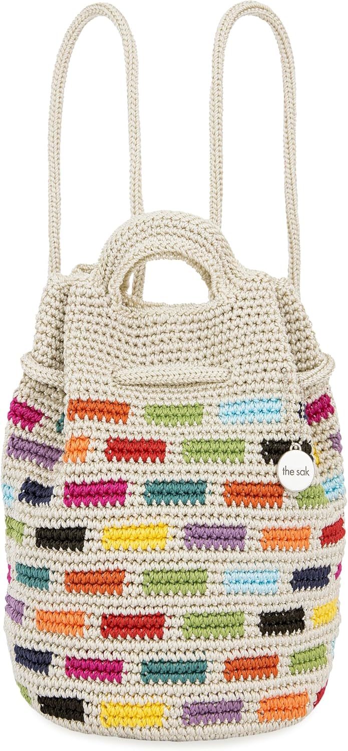 The Sak Dylan Backpack in Crochet, Dual Shoulder Straps, Prisma Tile