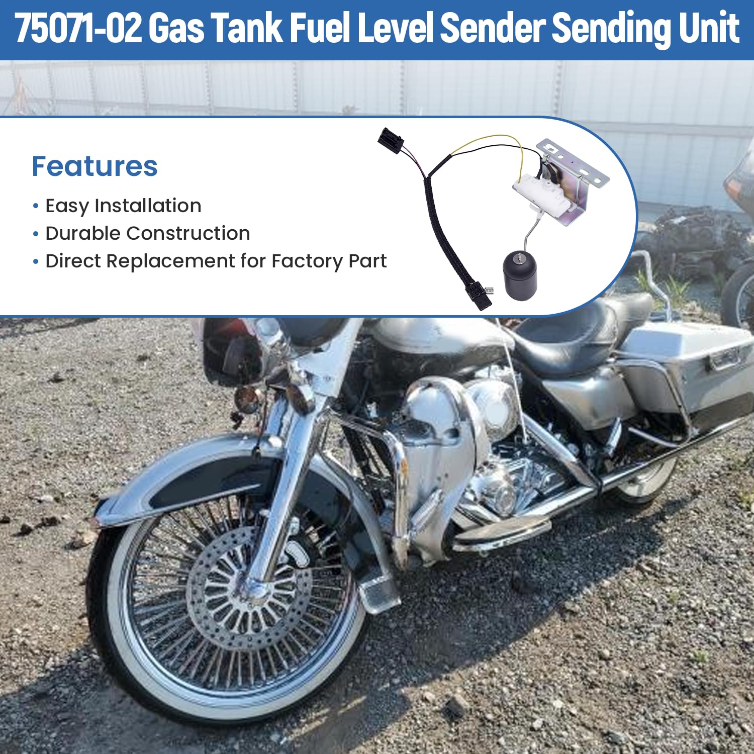 75071-02 Gas Tank Fuel Level Sender Sending Unit Fuel Fits for Harley-Davidson FLHT/FLHTC/FLHTCI/FLHTCSE / FLHTCSE2 / FLHTCUI/FLHTI/FLHTPI/FLHTRI/FLTR/FLTRI 2002-2005
