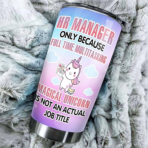 Miniatura 2 de Vaso de acero inoxidable de 20 onzas, mejor gerente de recursos humanos, información nutricional de unicornio mágico, regalo para cumpleaños,