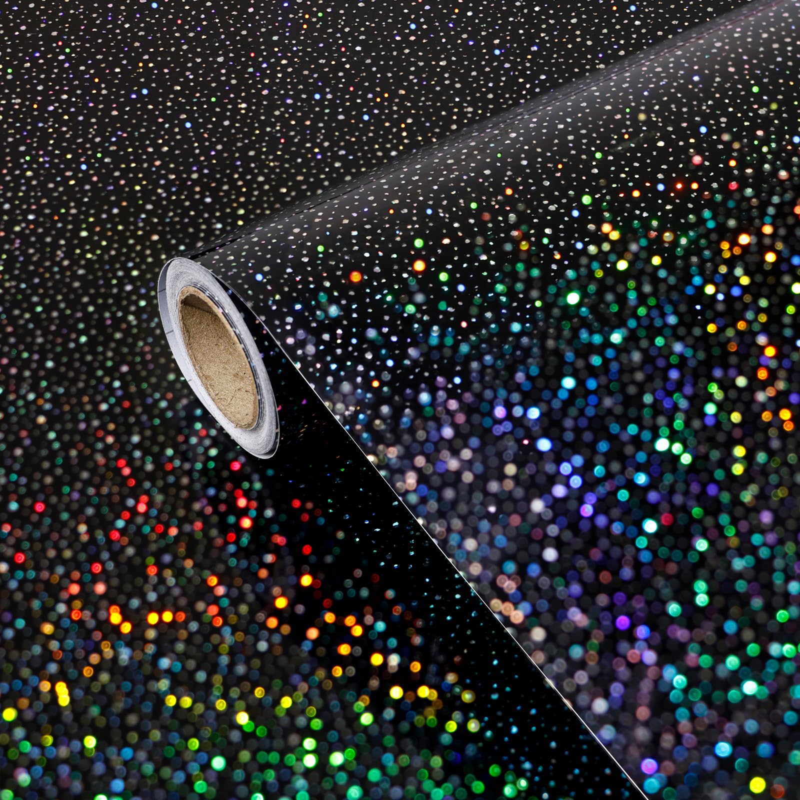 XiaoDeYouth Black Self Adhesive Wallpaper Holographic Glitter Contact Paper