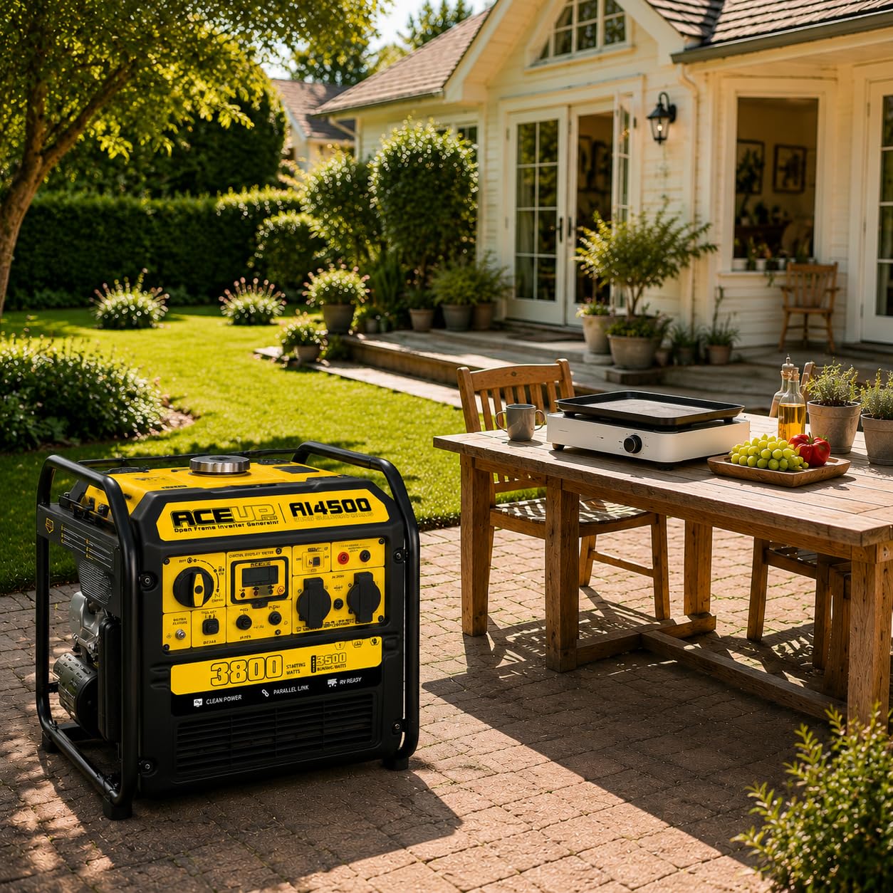 Aceup Energy Inwerterowy Agregat Prądotwórczy 3800W – Czysta Sinusoida, Silnik 4-Suwowy OHV, Wyświetlacz LCD, Tryb Eco, Generator Prądu na Benzynę do Domu, na Budowę i Kemping