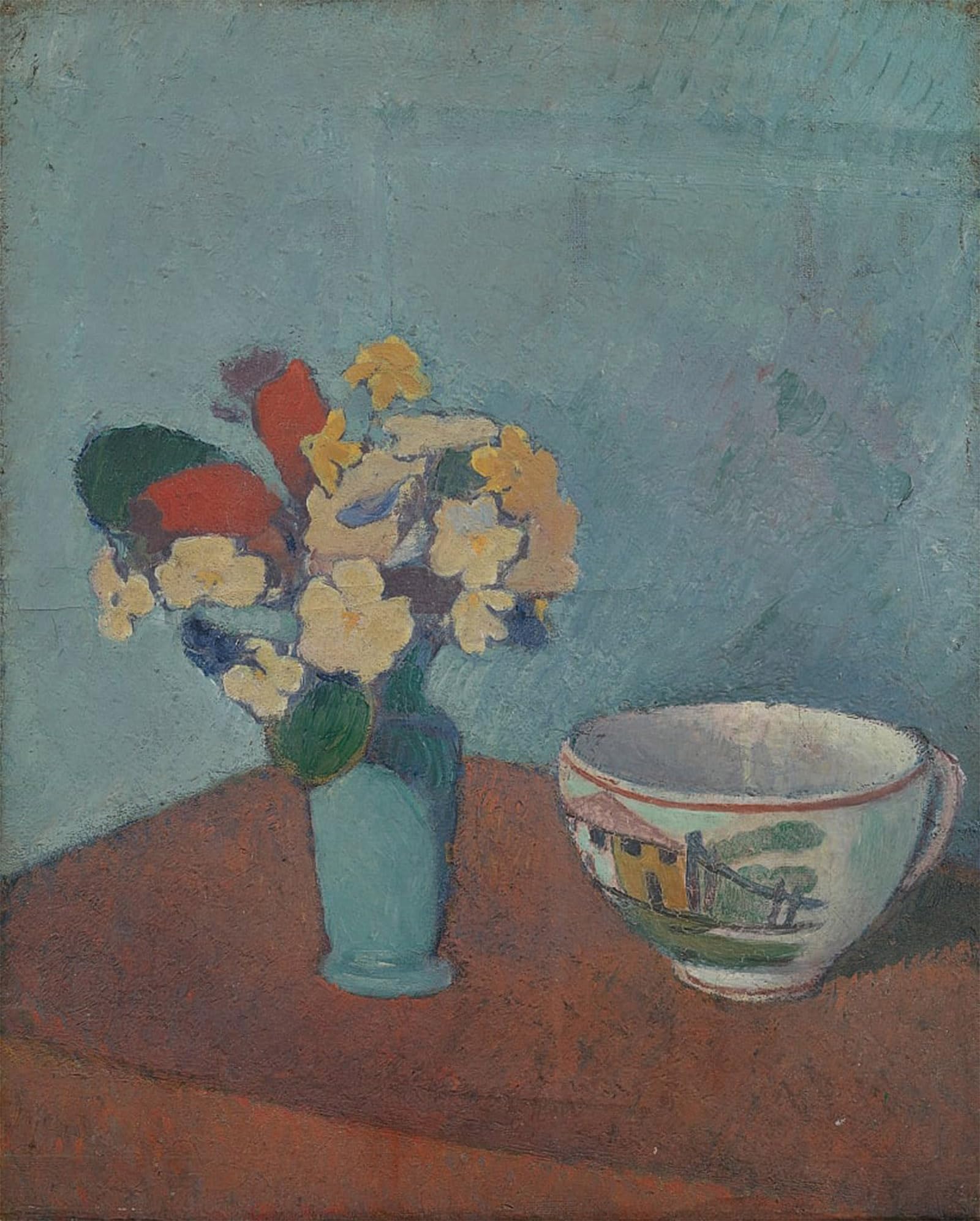 SERENDIPITP Vintage Wall Art Canvas Nordic Poster Canvas Print Picture Vase with Flowers and Cup by Emile Bernard Wall Art Poster for Home Decor 60x90cm