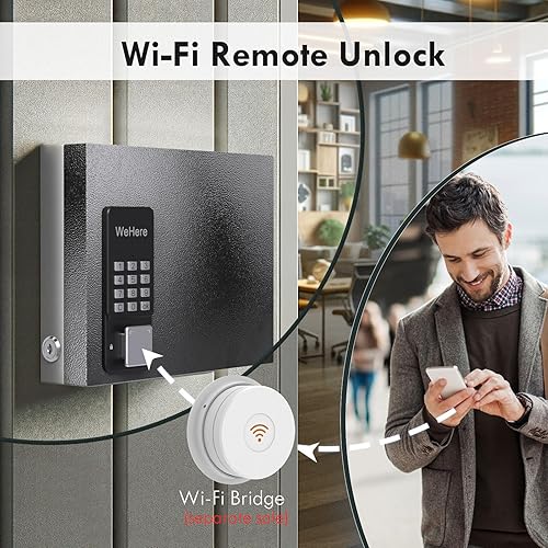 Miniatura 5 de WeHere Caja de bloqueo de 16 llaves, gabinete inteligente para llaves de montaje en pared con etiquetas para llaves, OTPAPPdesbloqueo de código