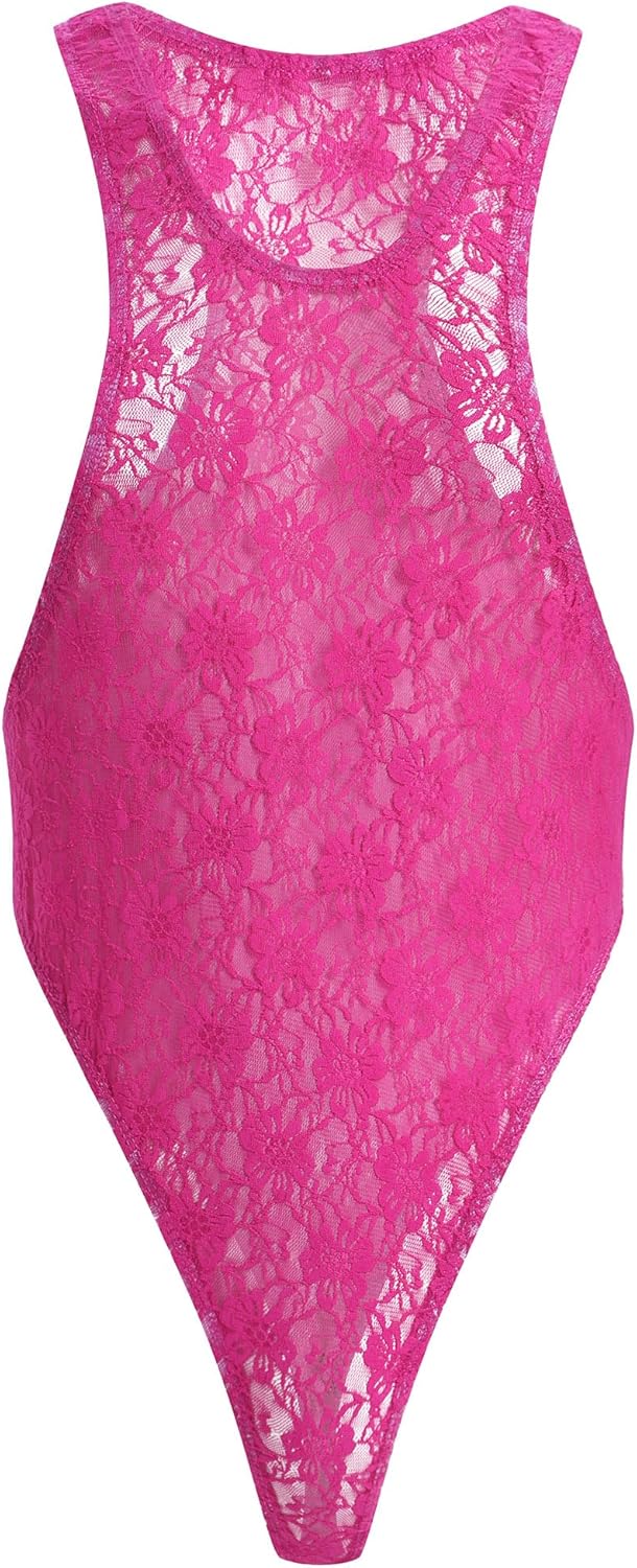 ABAFIP Men's Lace Bodysuit High Cut One Piece Leotard Sleeveless Racerback Sheer Lingerie Undershirts Top - Image 2