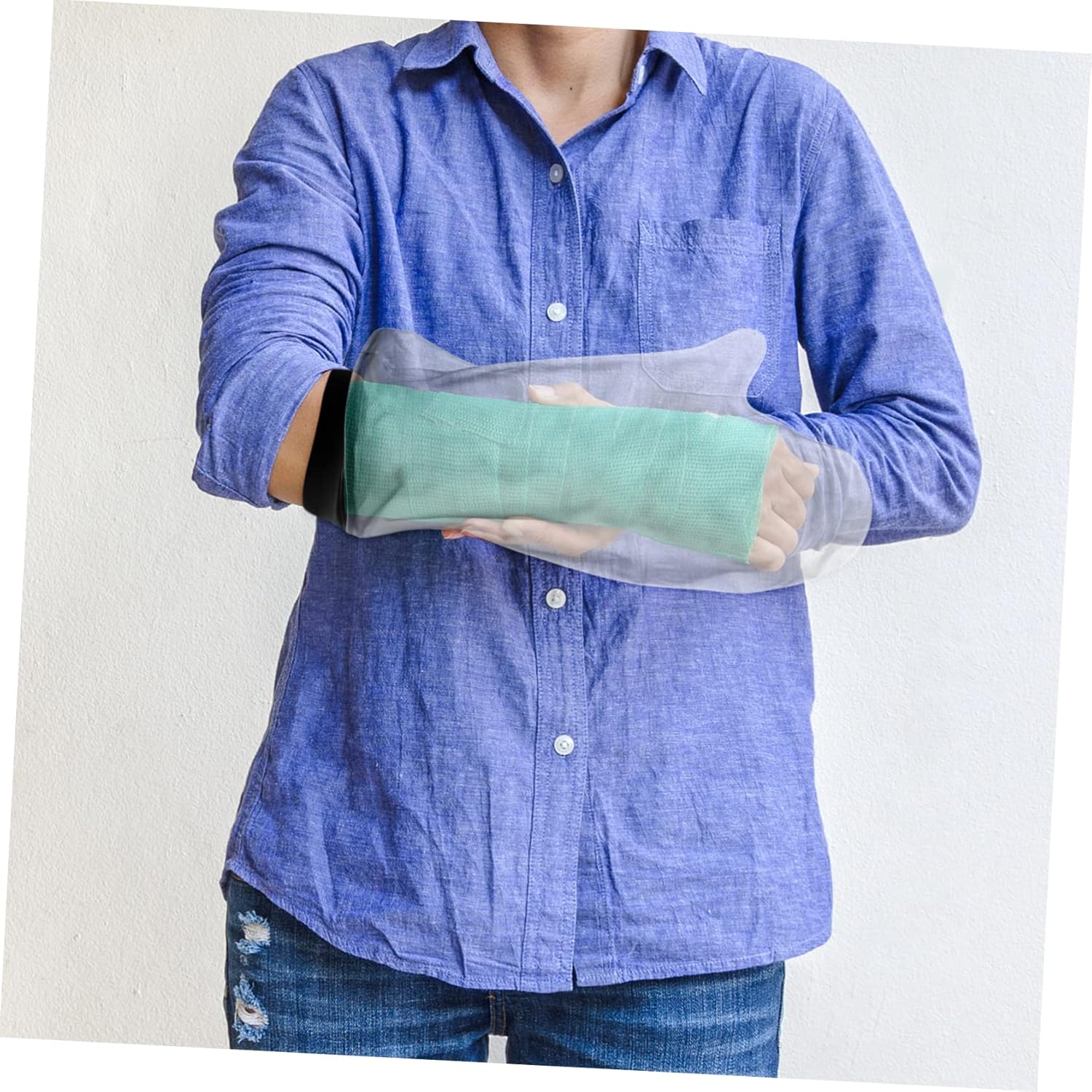 Gatuida 4pcs Shower Protective Sleeve for Hands Elastic Cast Cover for Injury Recovery Black for Adults Keep Wounds Dry and Clean