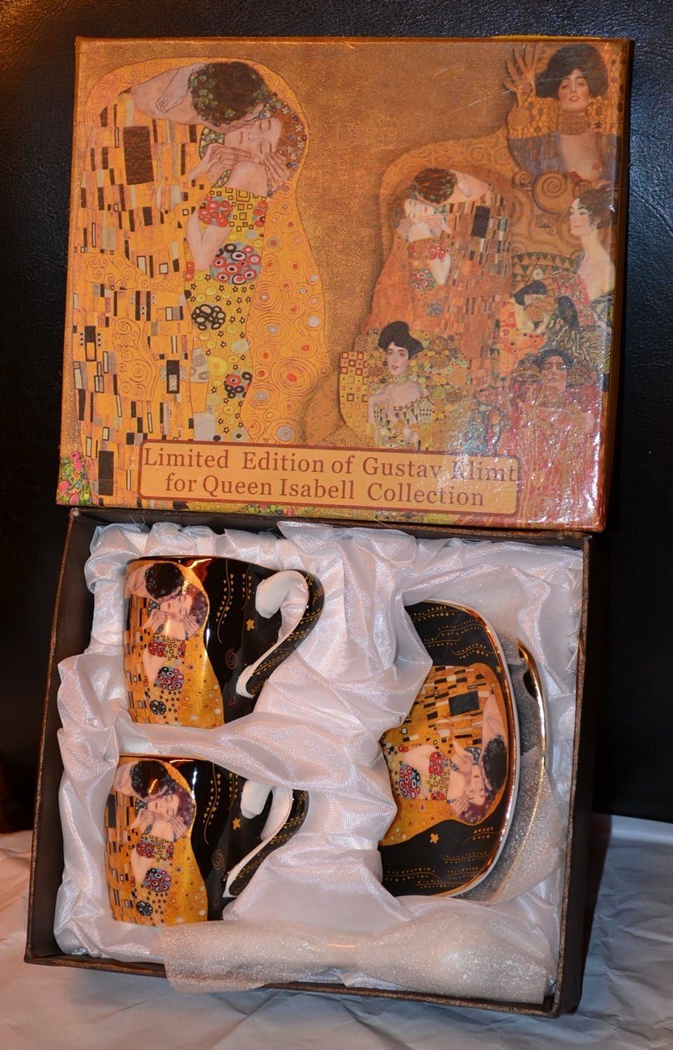 Gustav Klimt Espresso Cups The Kiss Set of 6 Porcelain Black