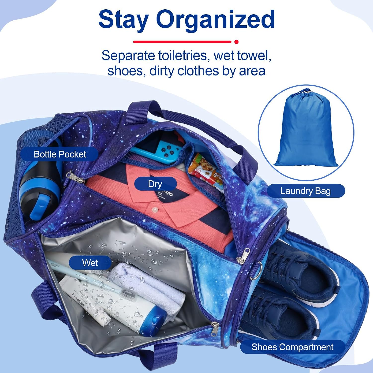 Bagseri Boys Duffle Bag - Lrage Boys Gym Bag with Shoe Compartment image 4