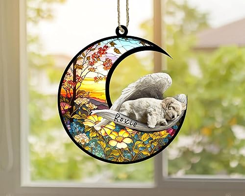 Miniatura 569 de Chow Chow Dog Memorial Suncatcher, adorno de Navidad Chow Chow con nombre, atrapador de pérdida de mascotas, regalos para los amantes de los perros