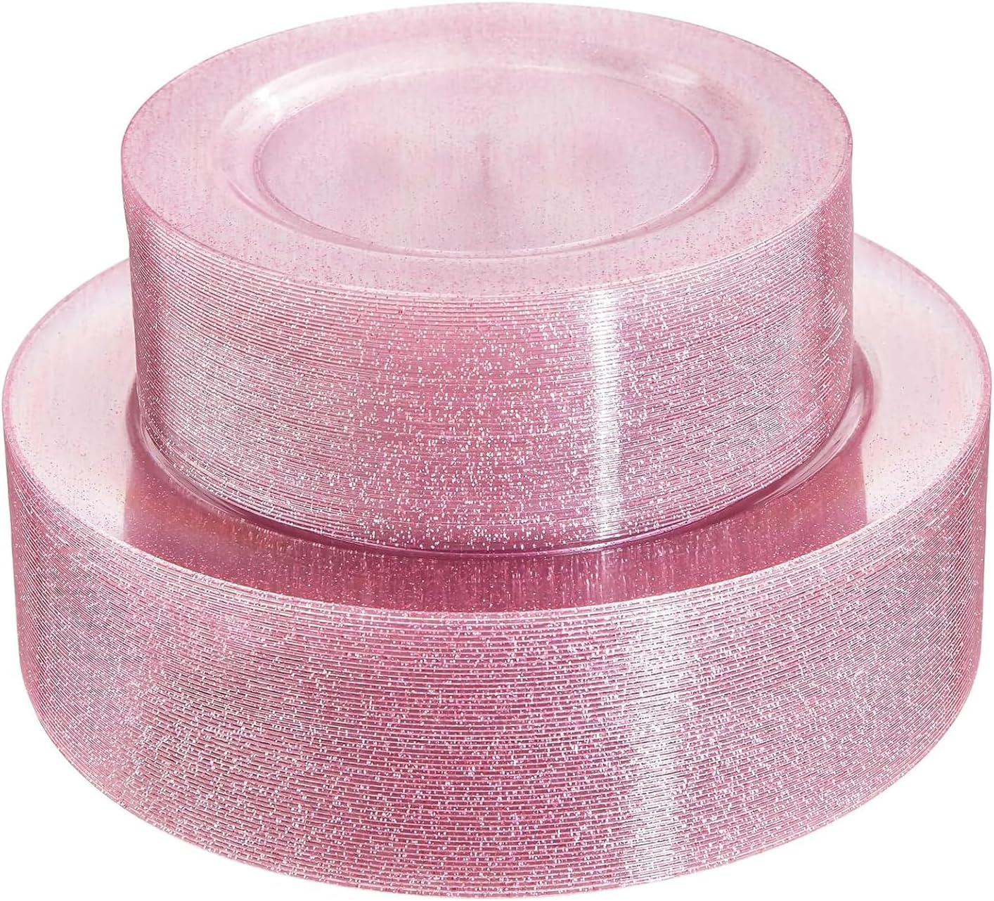 WDF Pink Plastic Plates 120ct - Dinner & Salad Plates Set
