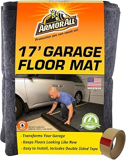 Armor All Original Garage Floor Mat, (17' x 7'4"), (Includes Double Sided Tape), Protects Surfaces, Transforms Garage - Absorbent/Waterproof/Durable (USA Made) (Charcoal)