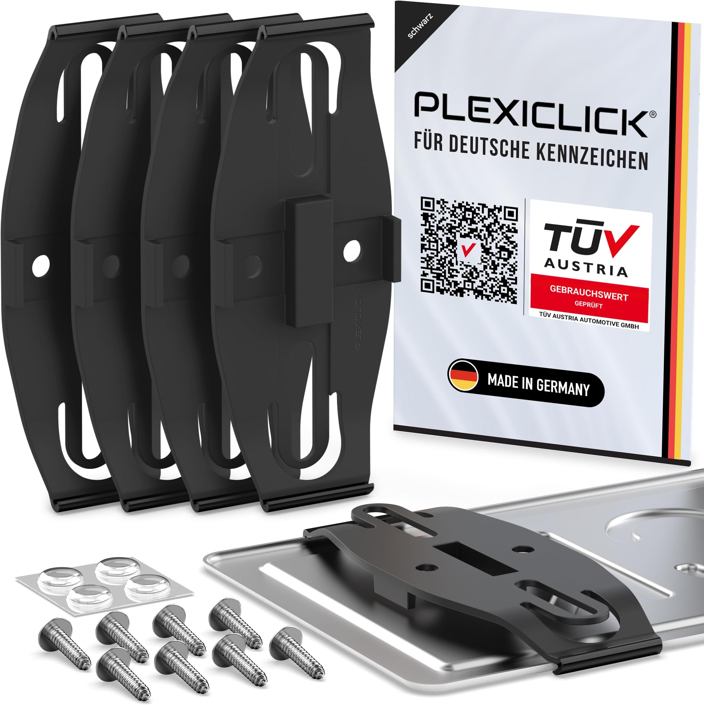 4 Stück Rahmenlose Kennzeichenhalter Transparent - Unsichtbare Montage Für Auto