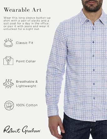 Robert Graham Men's Port of Call Long Sleeve Knit Button Down Shirt