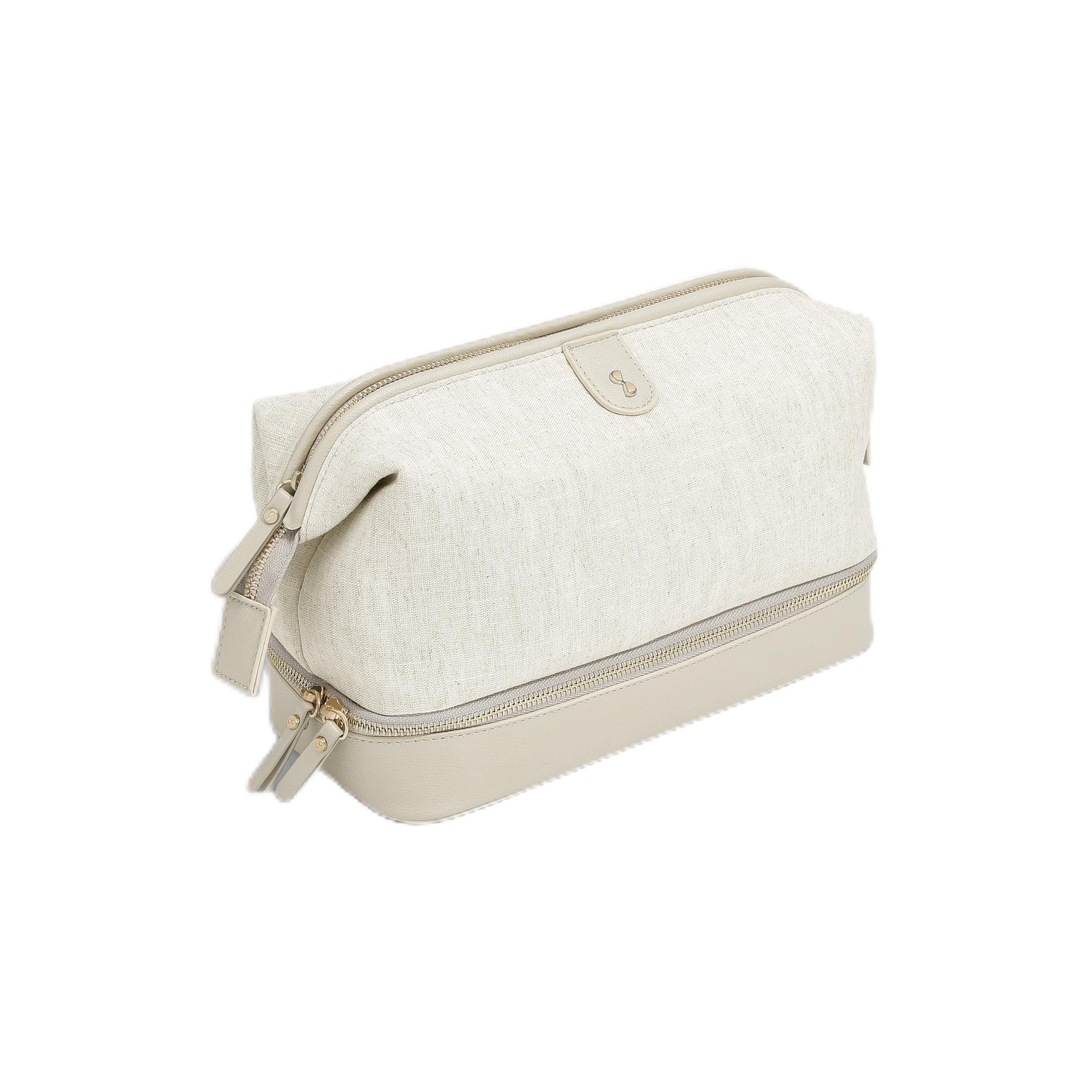 Trousse de toilette Stackers en lin avoine, l'accessoire de voyage haut de gamme et durable