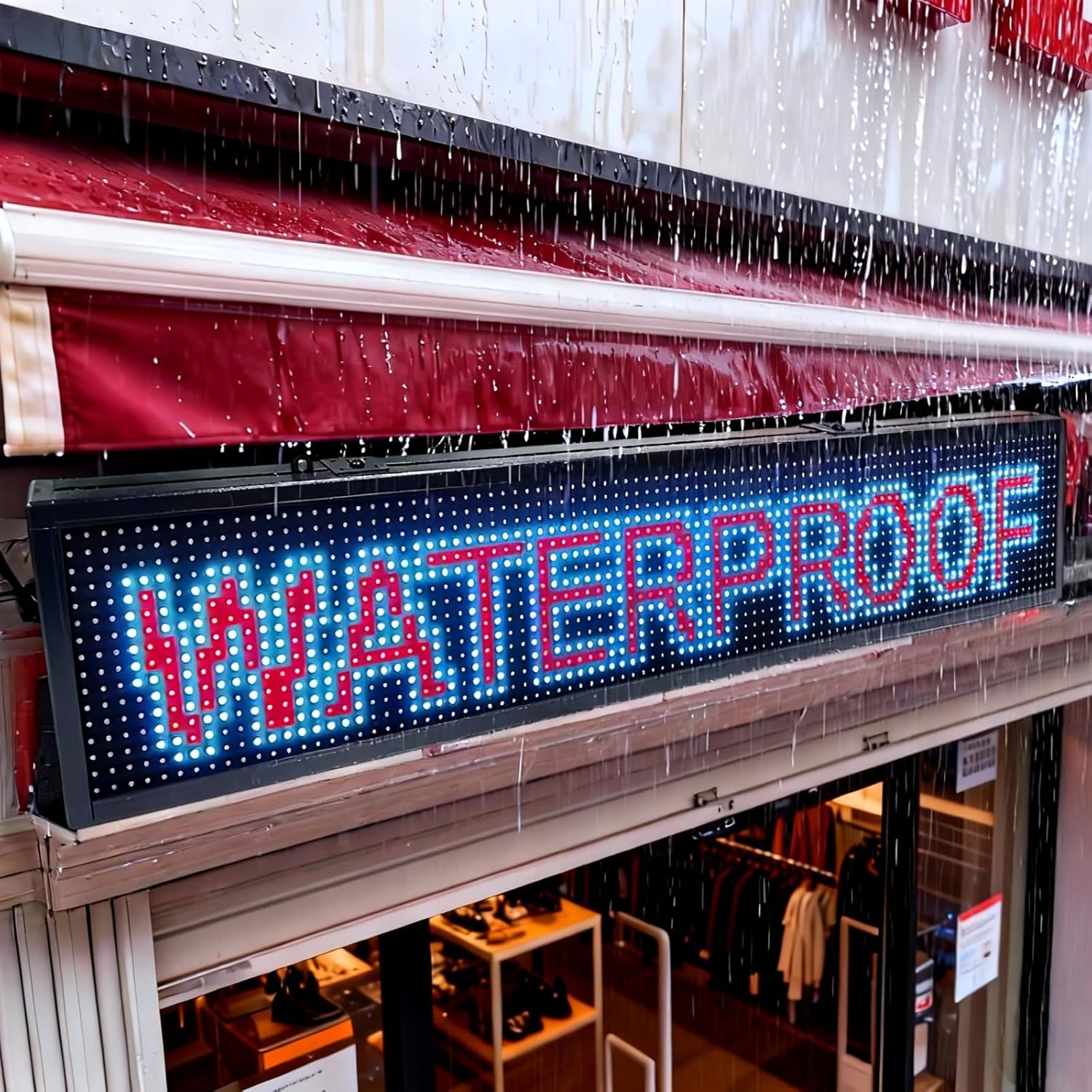 Programmable Scrolling LED Signs WIFI Control for Businesse, P10 Outdoor Sign Custom Message Board Digita Display Advertising Screen, RGB Full Color High Brightness Led Signage 39"X8"