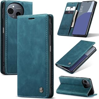 KeeFos 保护壳 AQUOS Sense 9 5G 对应 、手册式、钱包型、AQUOS Sense 9用 手册式 保护套 、卡片收纳钱包型、内置磁铁、 智能手机壳 套、TPU耐冲击、磁铁 支架功能、全面保护、薄型、手工制作 高级PU 皮革壳、手册式壳 AQUOS Sense 9 5G用 蓝色