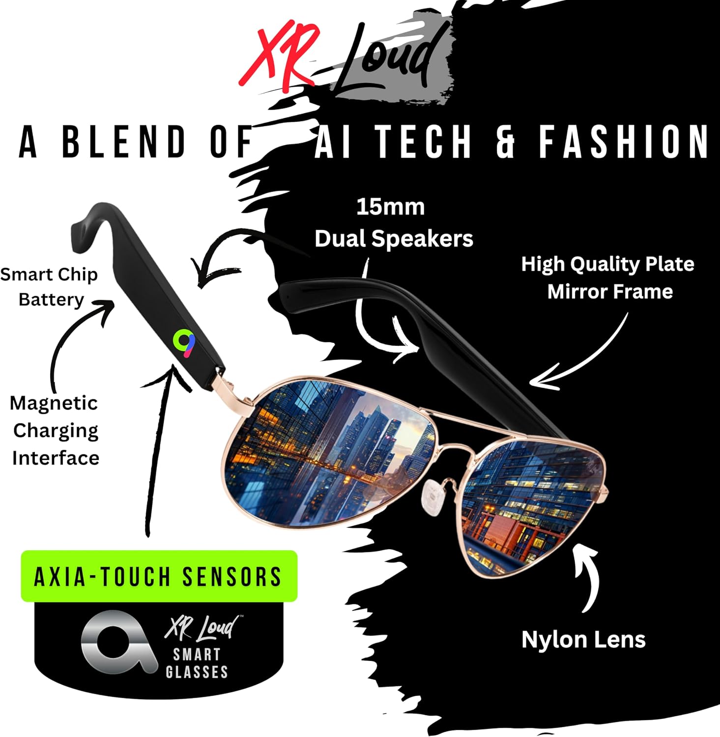 AI Bluetooth Smart Glasses for Women Men, ChatGPT-Claude-Gem 200 Languages 99% Accuracy, Speakers Mic Siri Android Touch Voice Assistant, Calls Podcast Drive, UVA UV400 Polarized, TAN Aviator Glasses
