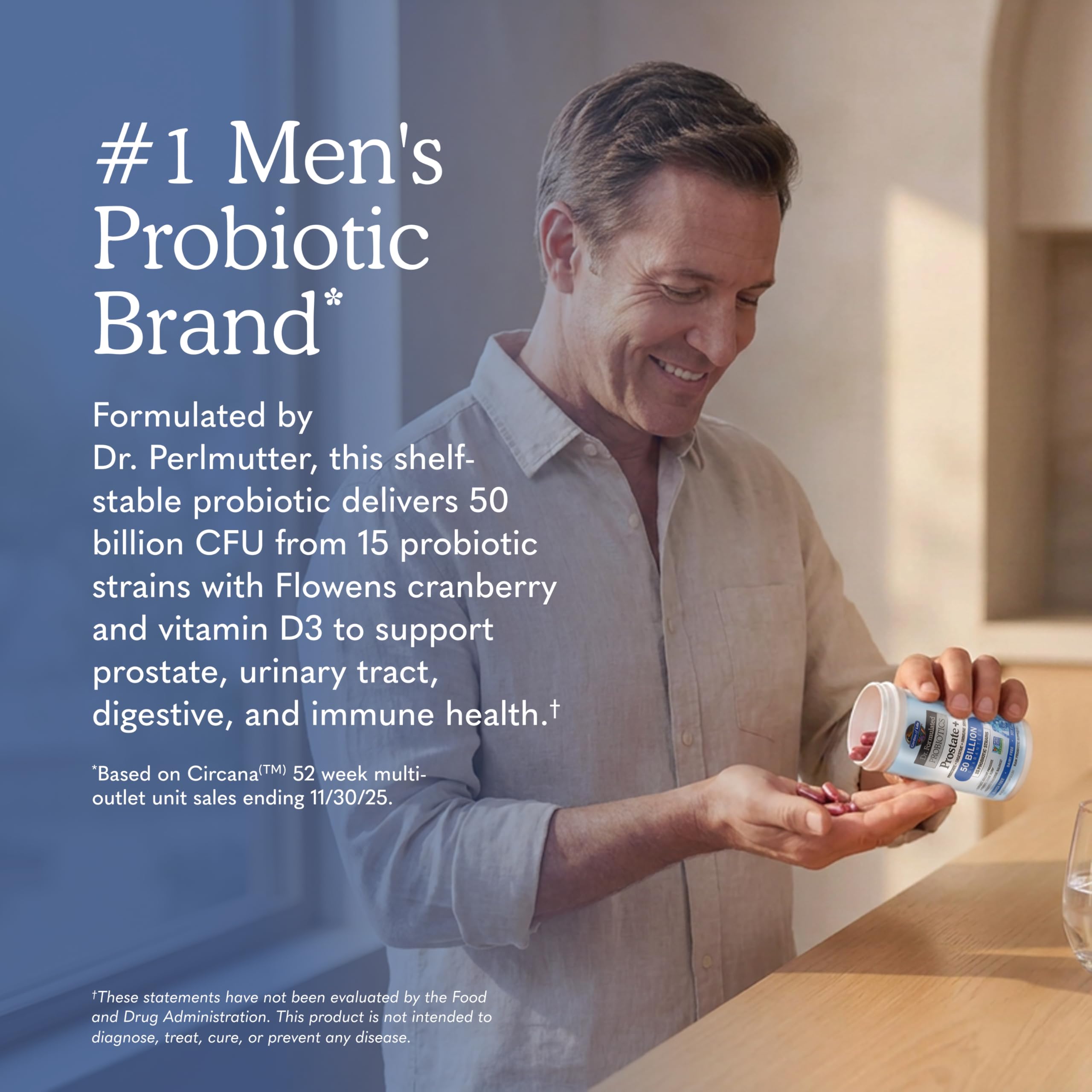 Garden of Life Dr. Formulated Probiotics Prostate+ 60 Capsules – Men's Daily Probiotic to Support Prostate, Digestive & Immune Health, Shelf-Stable Targeted Formula
