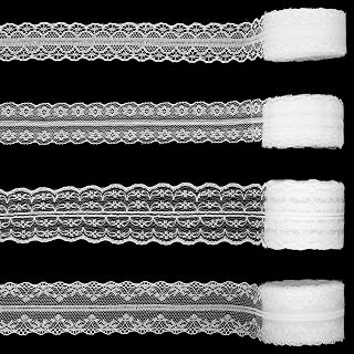40 Yards White Lace Ribbon for Gift Wrapping, Vintage Cotton Crochet Trim with Scalloped Edge, Lace Trim Ribbon for Sewing Crafts Dress Decoration Flower Bouquet Party Decorations Wedding Christmas