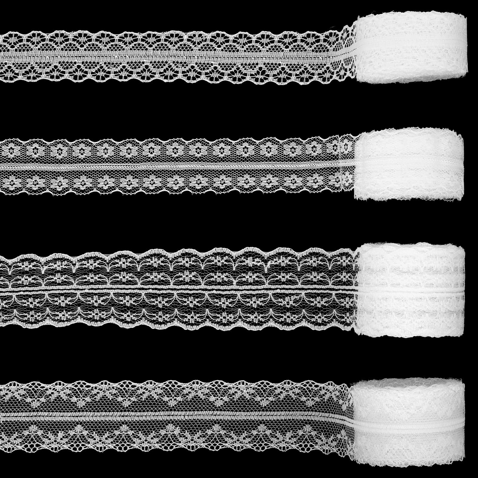40 Yards White Lace Ribbon for Gift Wrapping, Lace Trim Ribbon, Vintage Cotton Crochet Trim with Scalloped Edge for Sewing Crafts Dress Decoration Flower Bouquet Party Decorations Wedding Christmas