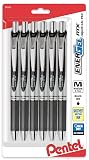 Pentel EnerGel RTX Retractable Liquid Gel Pen, (0.7mm), Medium Line, Metal Tip, Black Ink, Pack of 6 (BL77BP6A) – view 1