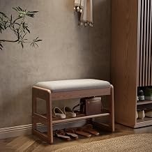 AQIMUELE Small Shoe Bench with Cushion, Shoe Bench Storage with Seat, Wooden Shoe Rack 2-Tier, Hidden Flip-Top Seat, for Hallway, Entryway, Living Room, Bedroom, 30 x 60 x 40 cm Walnut