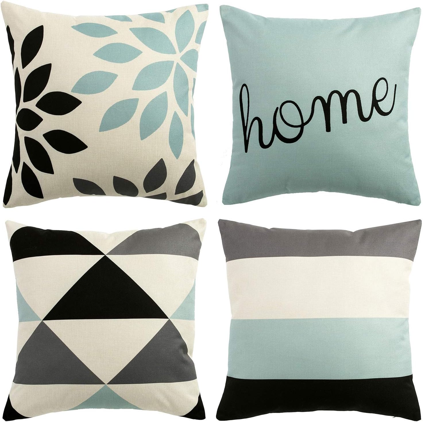 Throw Pillow Cases Decorative Soft Square Geometric Style Throw Pillow Cover Cushion Case for Sofa 18 x 18 Inch Set of 4