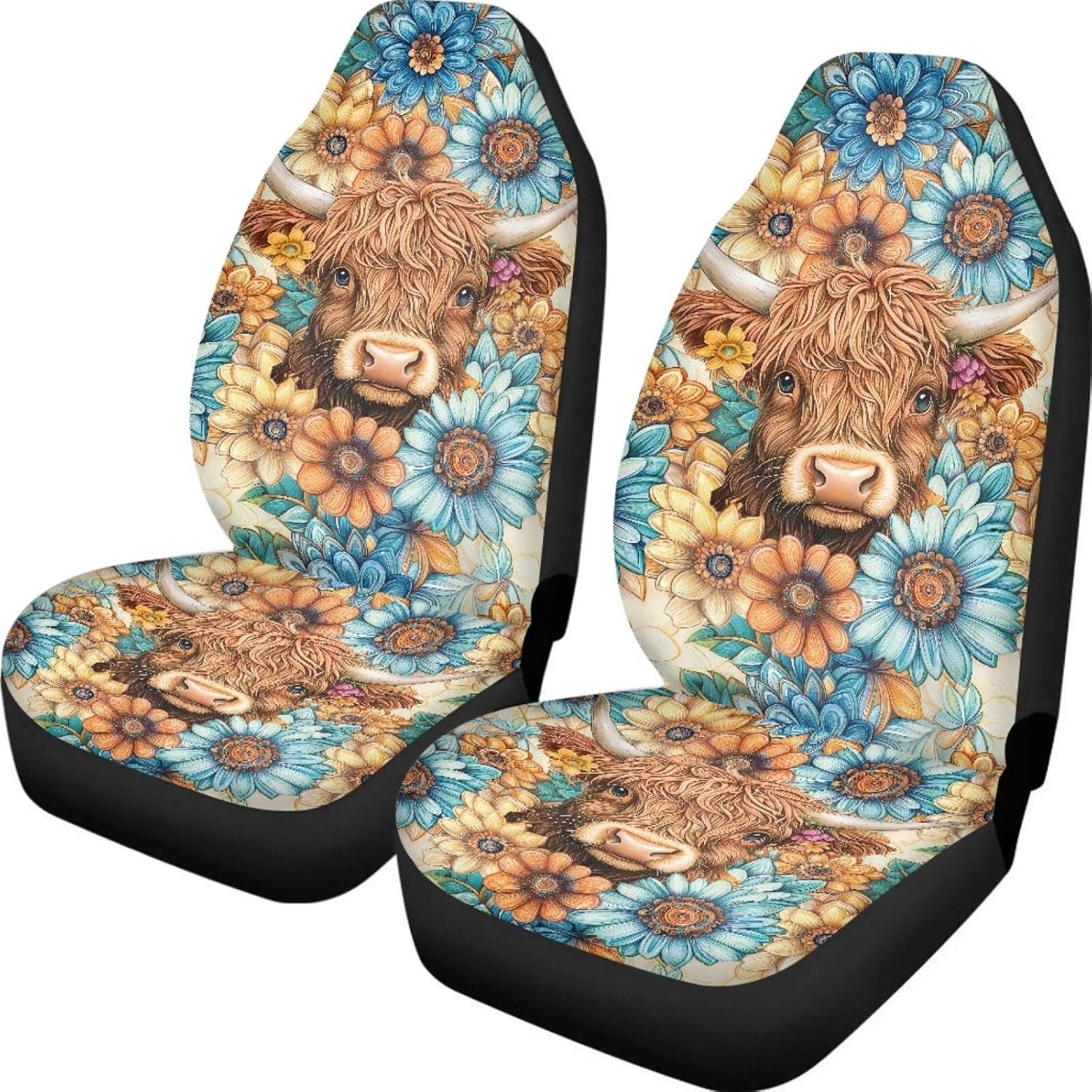 Pensura Leopard Pattern Auto Seat Covers 2 pcs, Car Seat Covers Front Set, Entire Seat Protection, Car Front Seat Cover Warm Cushion Universal Fit