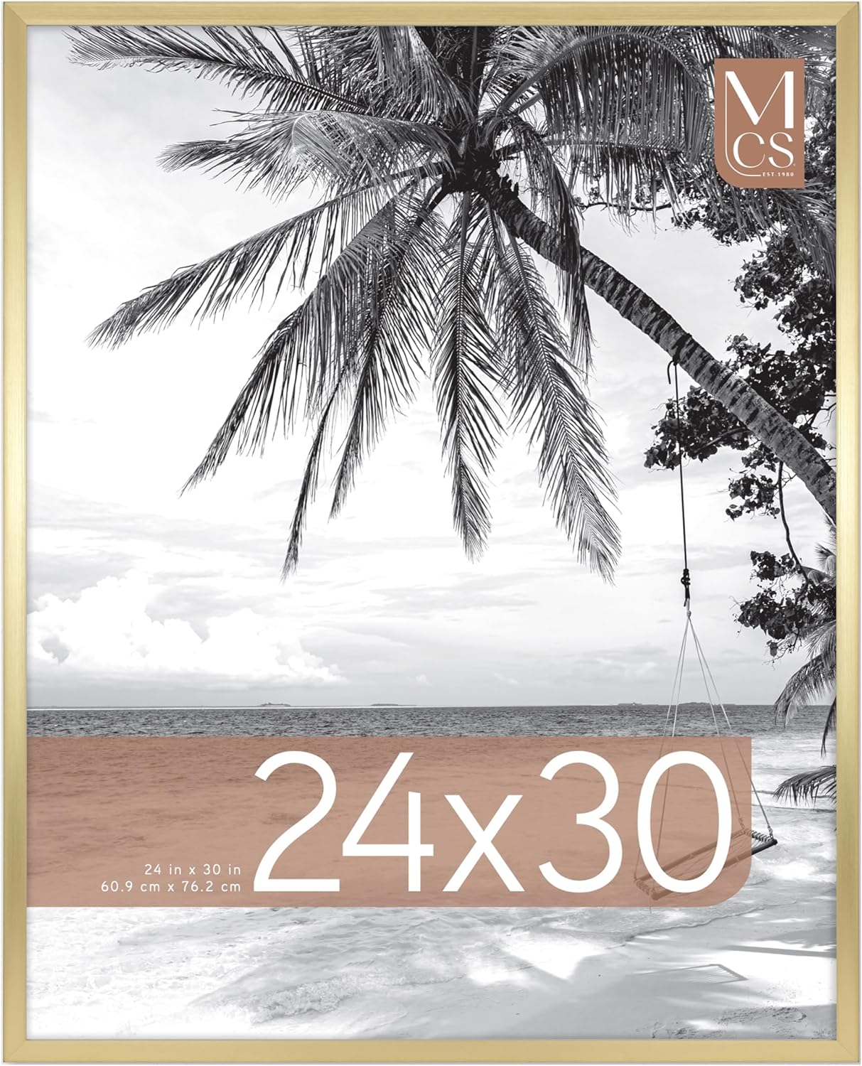 MCS Foundation 24x30 Poster Frame Traditional Brass, Vertical & Horizontal Wall Hanging Large Picture Frame for Photos, Posters & Art Prints (1-Pack) 1-Pack Brass 24x30