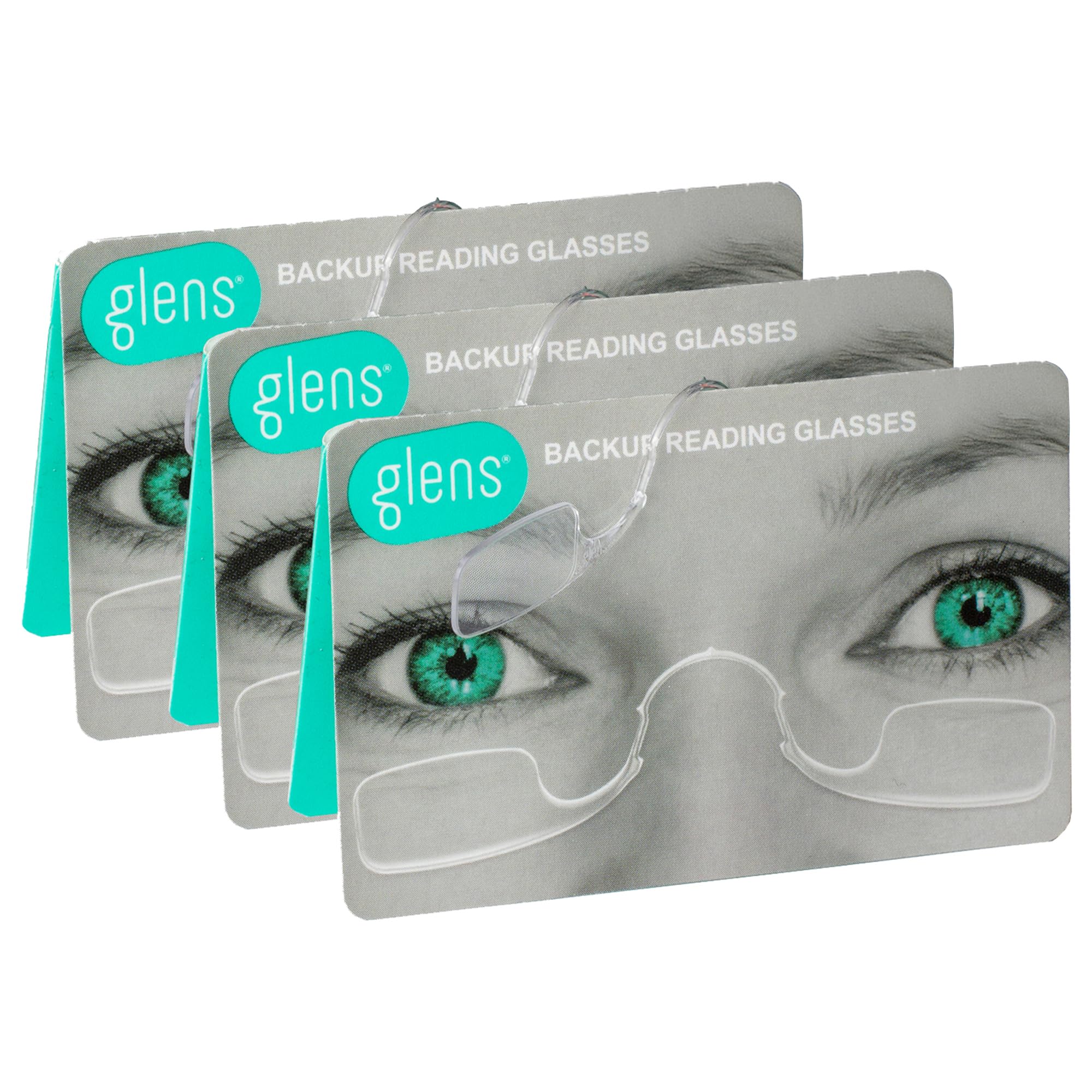 glens Unisex Armless Reading Glasses - 3 Readers - Emergency Lightweight Pocket Ultra Thin Readers