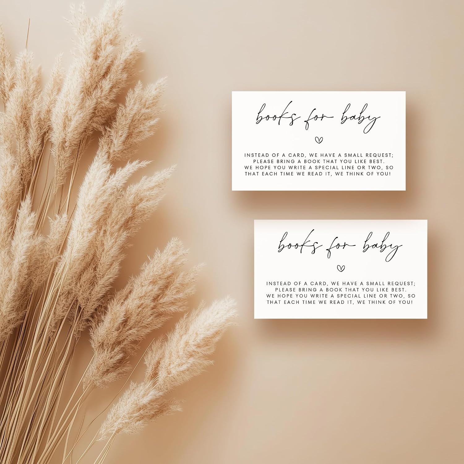 Books For Baby Cards, 3.5x2 White, Books For Baby Shower Request Cards - Bring a Book Instead of a Card Baby Shower