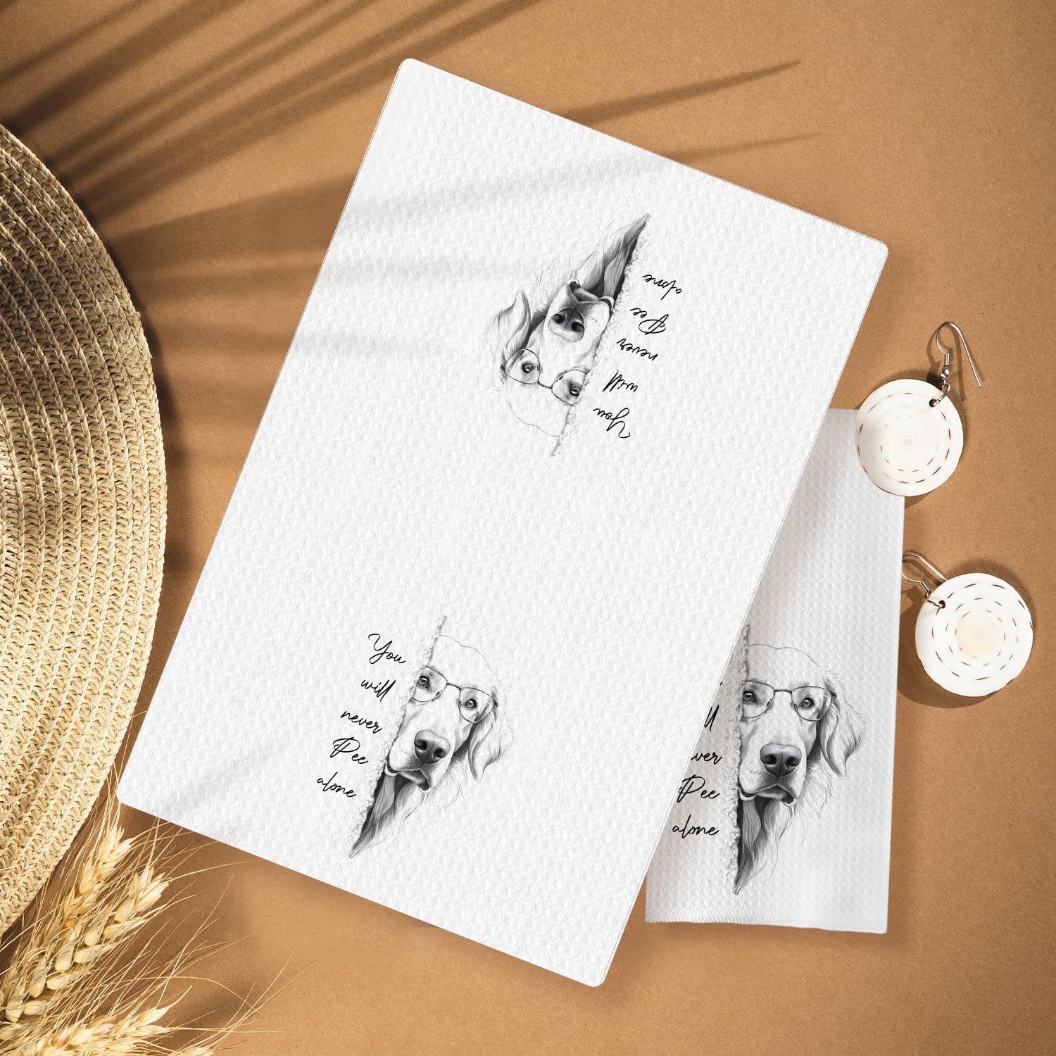 Funny Golden Retriever Hand Towels, Golden Retrieve Gifts for Women, Gifts for Golden Retrieve Lovers, Golden Retrieve Decor Hand Towels for Bathroom, Funny Dog Bathroom Decor, 16x24 Inches - Image 2
