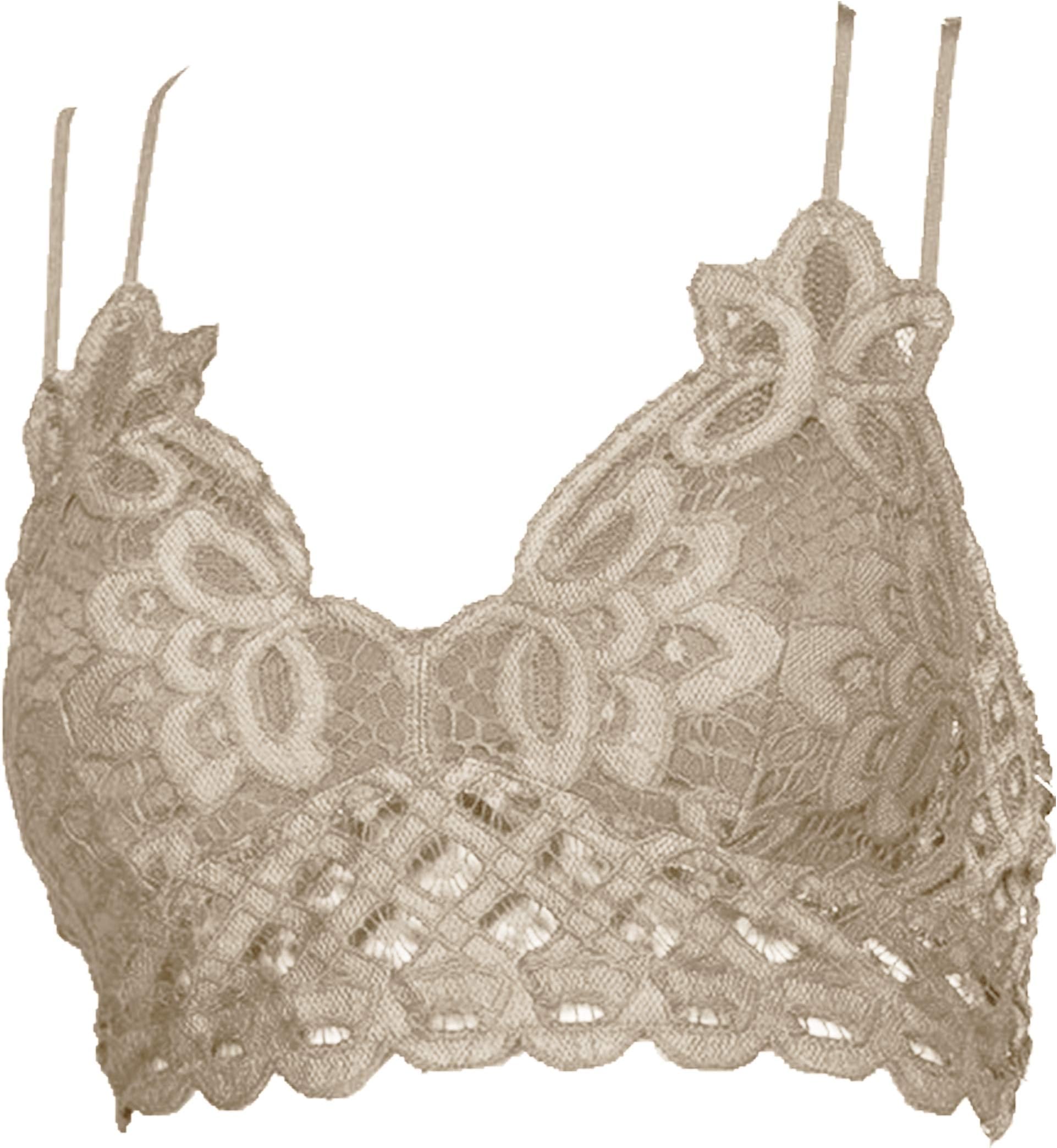 Double Strap Scalloped Lace Bralette-Champagne-Medium