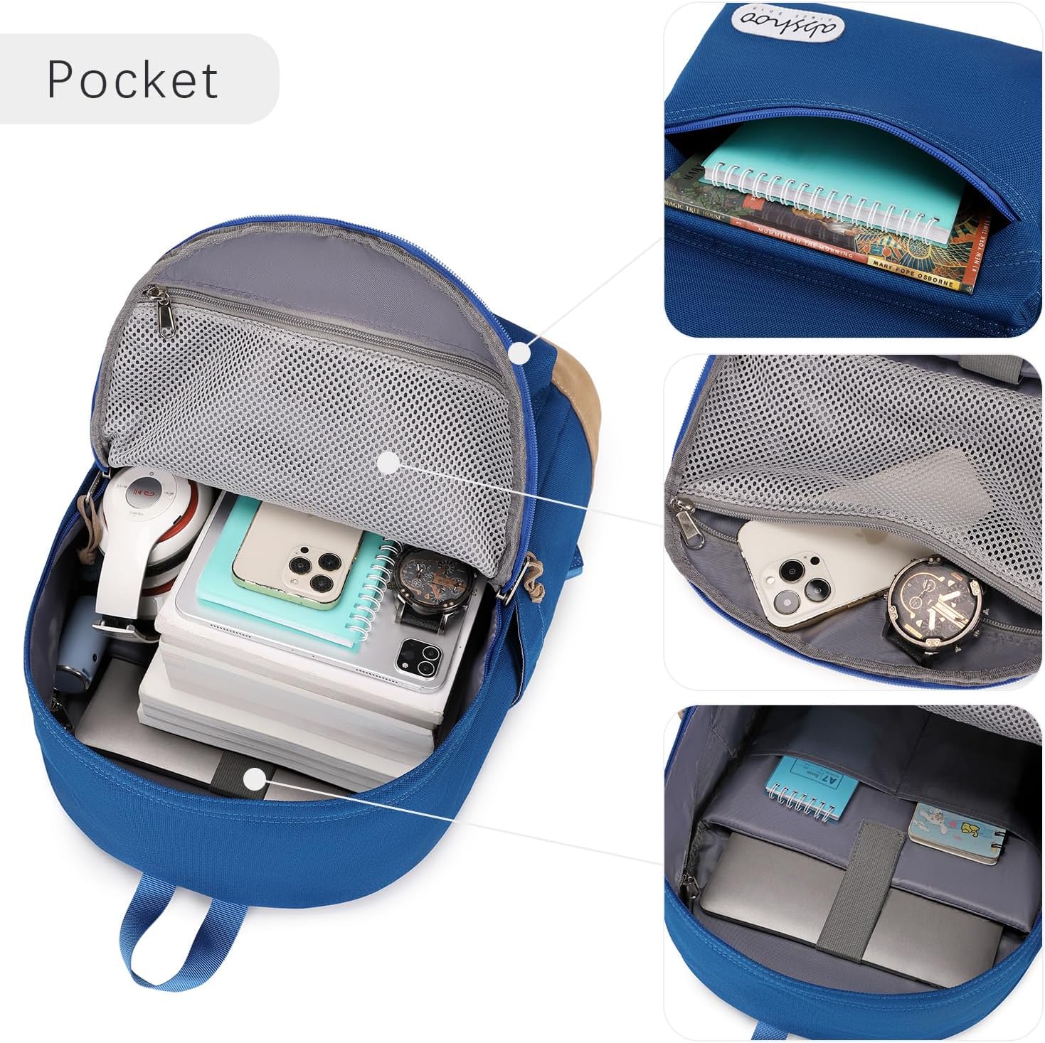 abshoo Basic Students Backpack For School Middle High School Water Resistant College Bookbag Travel Daypack (Klein Blue) - Image 4