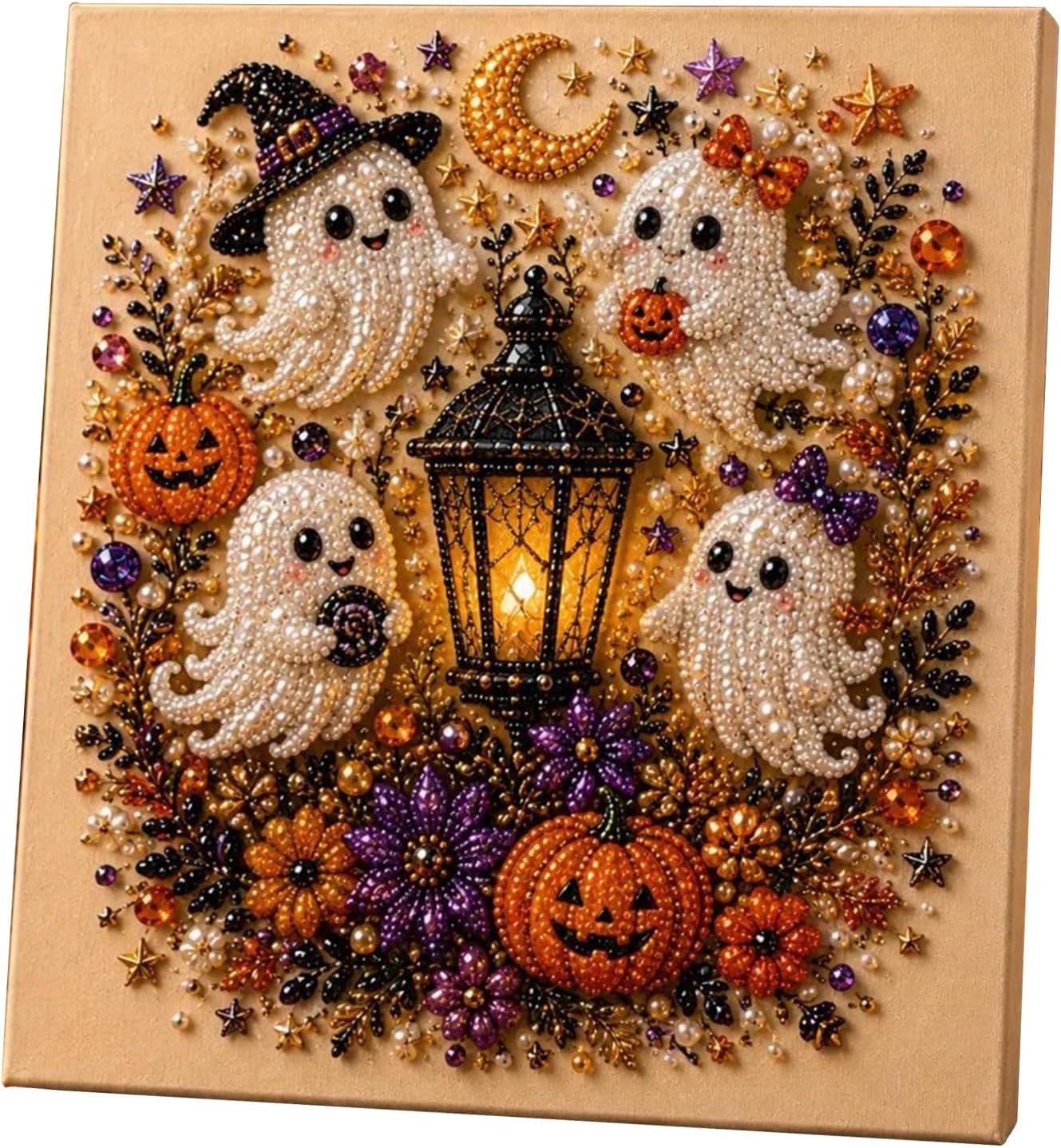 ZHCYPZ Pearl Diamond Painting Kit Halloween Cute 3D Pearl Mosaic Craft Set Holiday Christmas Wall Decor, Handmade Home Decoration Gift