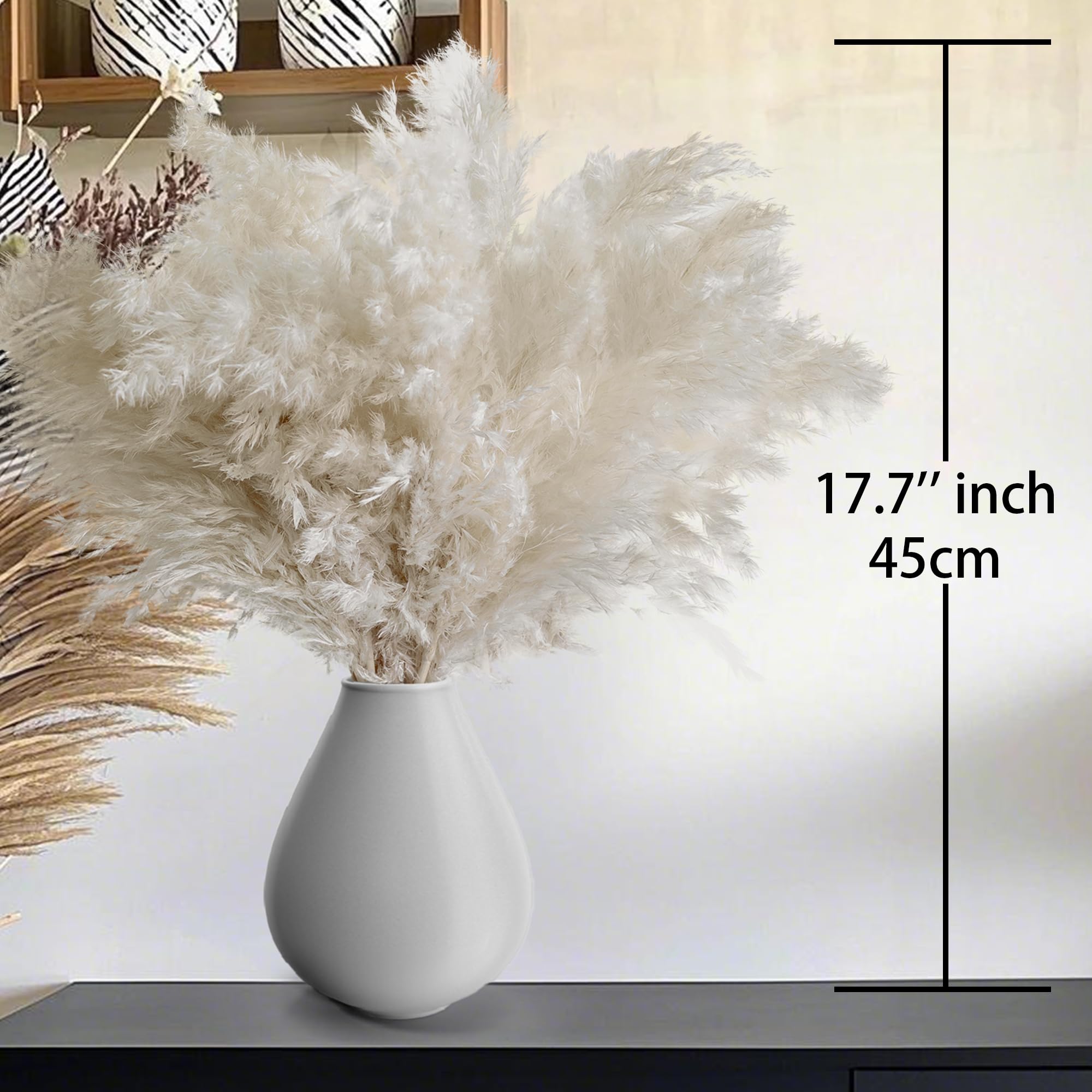 Kocat, 40 pezzi di erba della pampa bianca, decorazione per la casa, elegante decorazione bohémien, aste per pampa di alta qualità, perfette per casa, asilo nido, matrimoni, tavoli e decorazioni