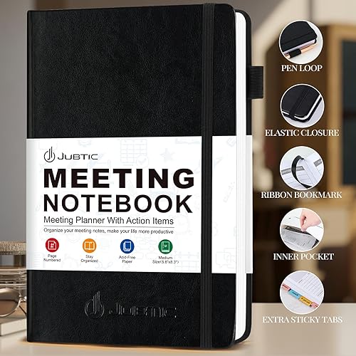 Miniatura 2 de JUBTIC Cuaderno de reuniones para el trabajo con artículos de acción, planificador de proyectos de oficina y negocios para tomar notas, agenda de