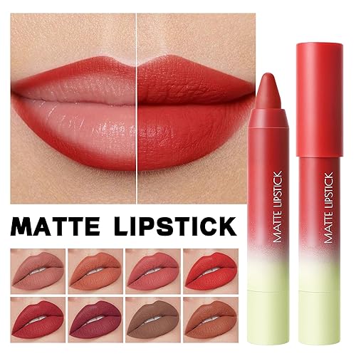 Miniatura 5 de Lápiz labial de lápiz labial 2 en 1, a prueba de manchas, impermeable, de larga duración, terciopelo mate, cremoso, alto pigmento, cobertura