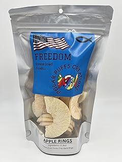 Freedom Freeze-Dried Apple Rings, Honeycrisp Apples, Light and Crisp Snack, Full of Flavor, Perfect Sweetness, Quick and Easy Snack, Freeze Dried Food, Healthy Snack, Natures Candy, Camping, Backpacking, Hunting, Hiking, Fishing