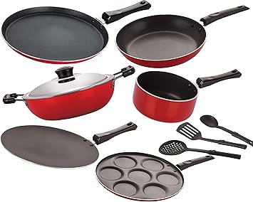 Nirlon Non-Stick Aluminium Heat Resistance Cookware Combo Gift Set, 9 - Piece [2.6mm_FT13_CT_DKDM_SPM_UP_TP24_3SPN]