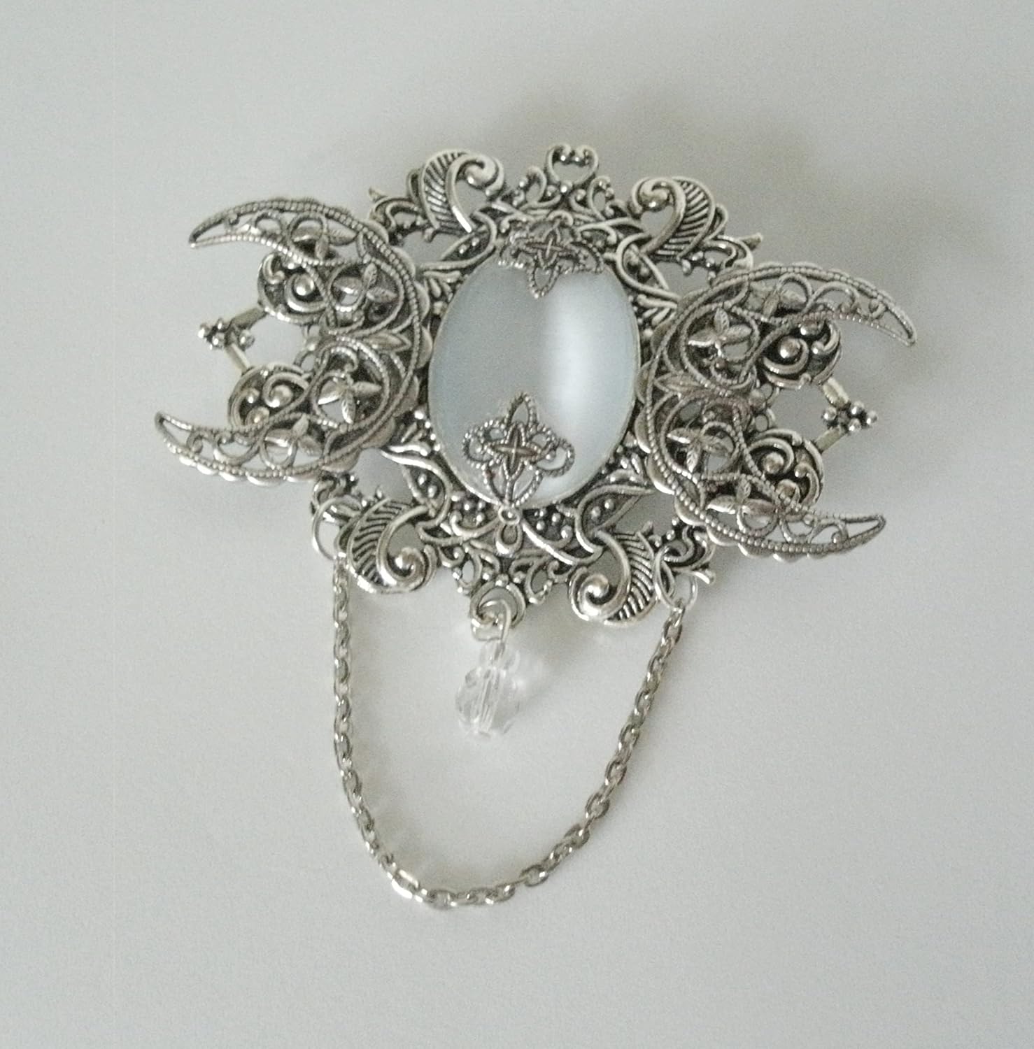 Triple Moon Brooch handmade jewelry wiccan pagan wicca goddess witch witchcraft handfasting cloak pin