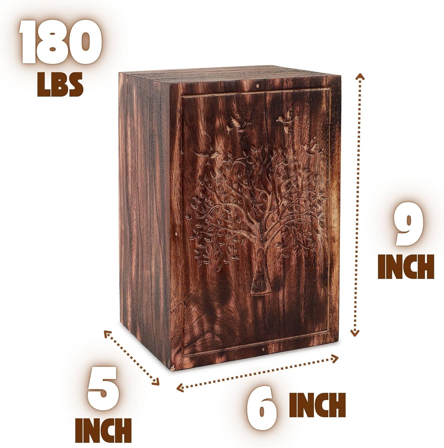 Hashcart Handmade Wooden Urn for Human Ashes - Tree of Life Wooden Urns Hand-Crafted - Celtic Funeral Cremation Urn for Dogs & Pets Engraved
