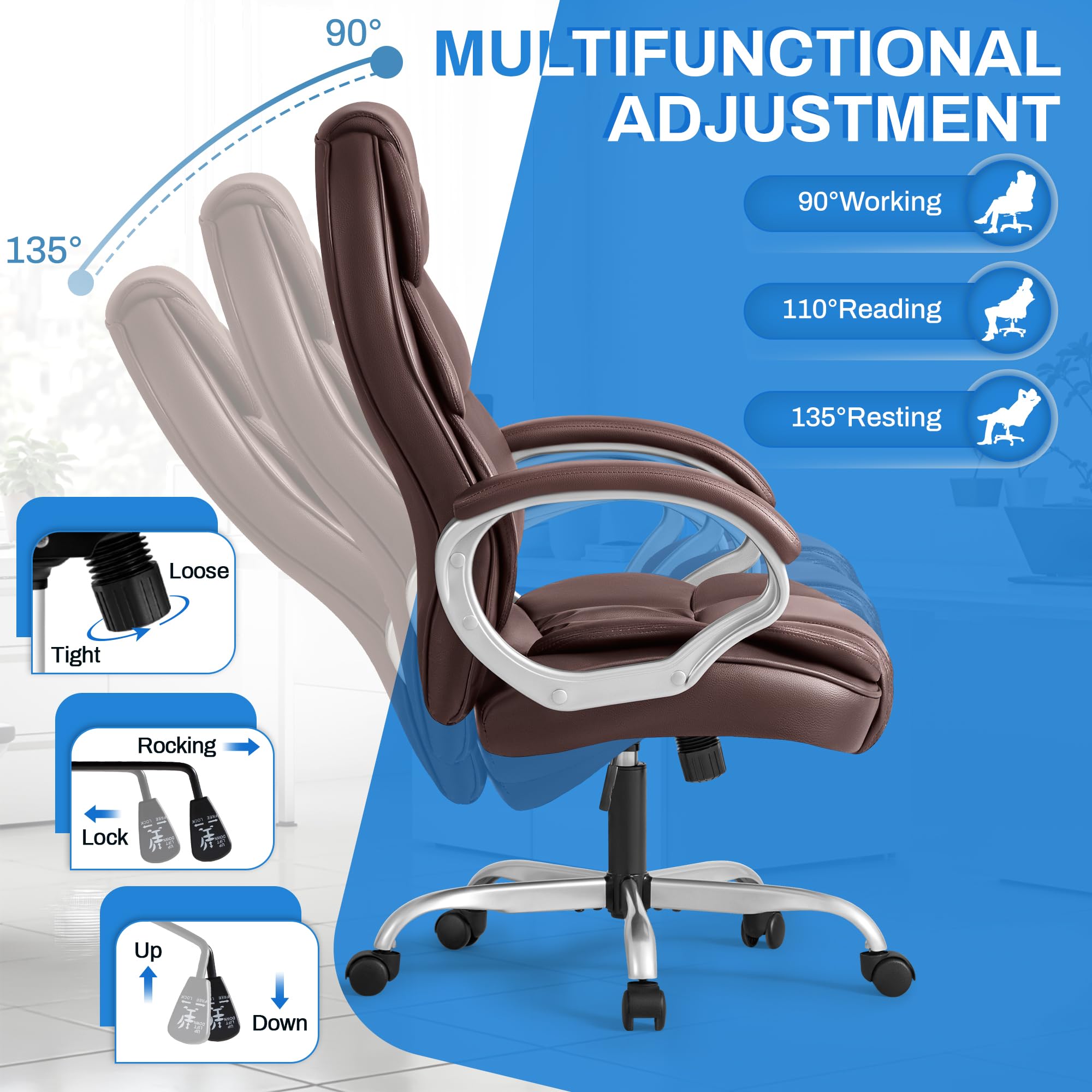 Snapklik.com : Furmax Leather High Back Office Chair Ergonomic ...