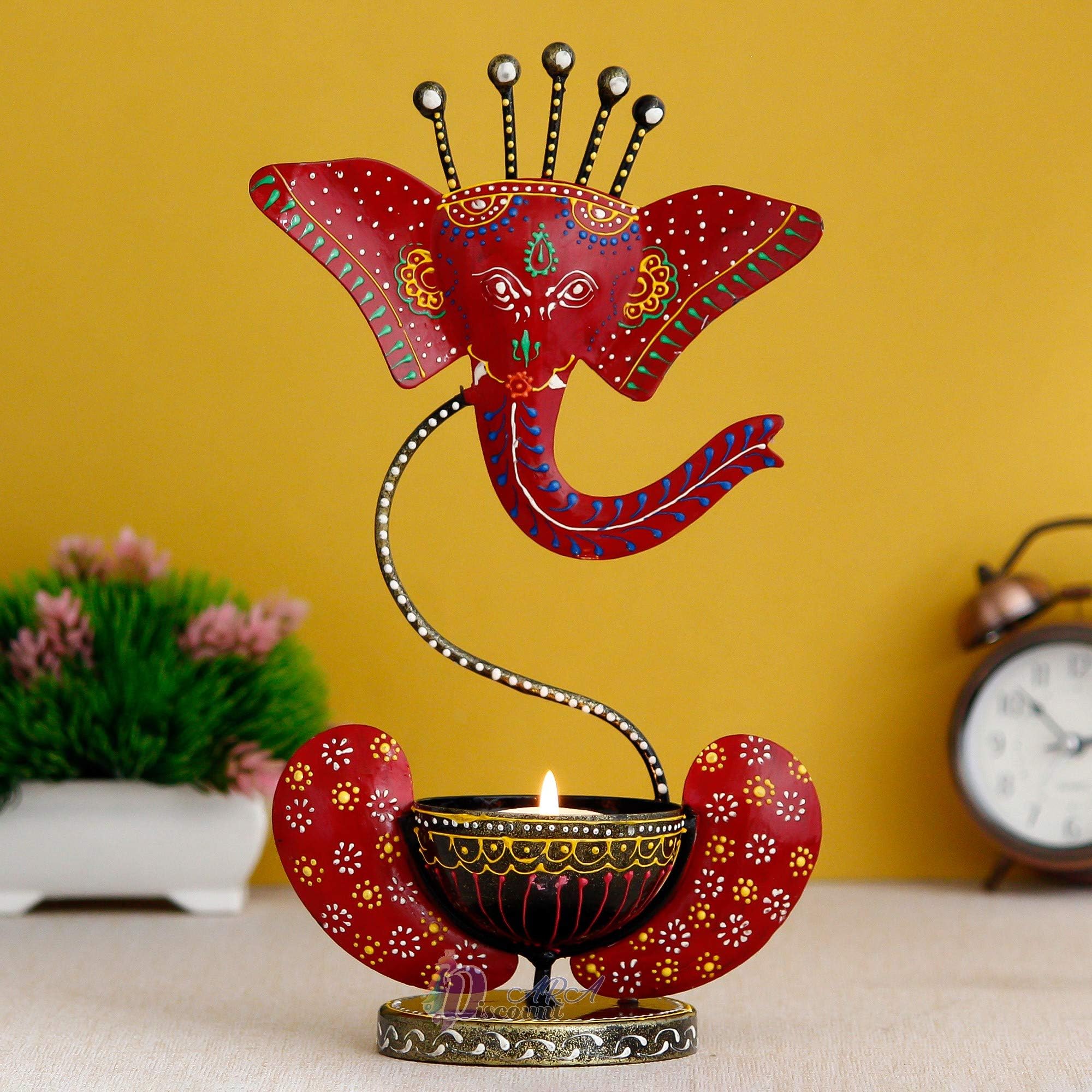 Iron Showpiece For Home Decor-Figurine-Home Decorative Items/Home Decor Items For Living Room/Pooja Room-Diwali Gift Items/Home Decoration Items,Red